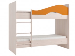Кровать 2-х ярусная Мая на латофлексах млечный дуб, оранжевая в Чусовом - chusovoj.magazinmebel.ru | фото