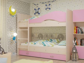 Кровать 2-х ярусная Мая с ящиками на латофлексах розовая в Чусовом - chusovoj.magazinmebel.ru | фото - изображение 1
