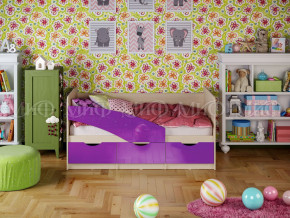 Кровать Бабочки 1600 Фиолетовый металлик в Чусовом - chusovoj.magazinmebel.ru | фото - изображение 1