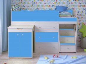 Кровать чердак Малыш 80х180 Дуб молочный, Голубой в Чусовом - chusovoj.magazinmebel.ru | фото
