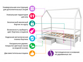 Кровать-домик Svogen с ящиками и бортиком мятно-белый в Чусовом - chusovoj.magazinmebel.ru | фото - изображение 2