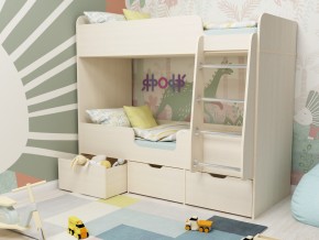 Кровать двухъярусная Малыш двойняшка дуб молочный в Чусовом - chusovoj.magazinmebel.ru | фото