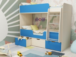 Кровать двухъярусная Малыш двойняшка дуб молочный-голубой в Чусовом - chusovoj.magazinmebel.ru | фото