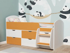 Кровать Малыш-7 белое дерево-оранжевый в Чусовом - chusovoj.magazinmebel.ru | фото