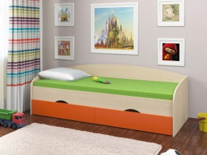 Кровать Соня 2 дуб молочный-оранжевый в Чусовом - chusovoj.magazinmebel.ru | фото