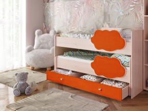 Кровать Соник с ящиком млечный дуб-оранж в Чусовом - chusovoj.magazinmebel.ru | фото