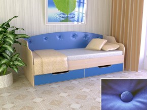Кровать Юниор Тип 2 дуб молочный/синий 800х1600 в Чусовом - chusovoj.magazinmebel.ru | фото