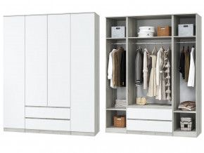 Шкаф для одежды четырехдверный Лори дуб серый, белый в Чусовом - chusovoj.magazinmebel.ru | фото - изображение 1