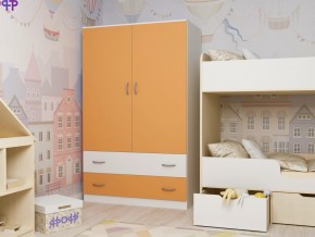 Шкаф двухстворчатый белый-оранж в Чусовом - chusovoj.magazinmebel.ru | фото